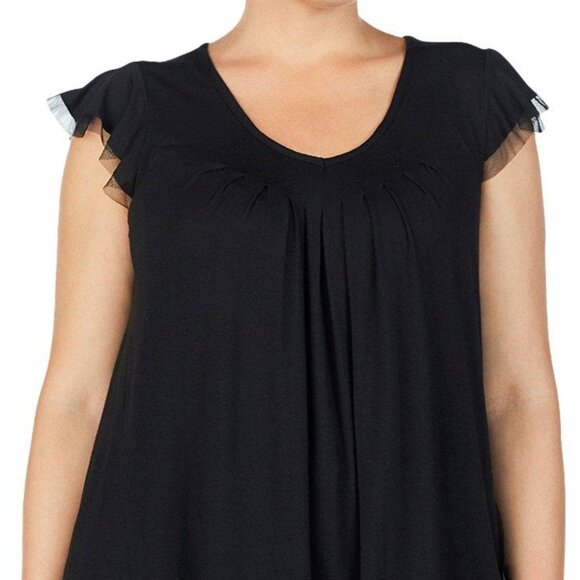 #767 Ellen Tracy Plus Yours to Love Short Sleeve Top in Black with Mesh | Siz - Picture 1 of 5